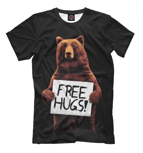 Мужская футболка с изображением Медвежьи обьятия цвета Черный