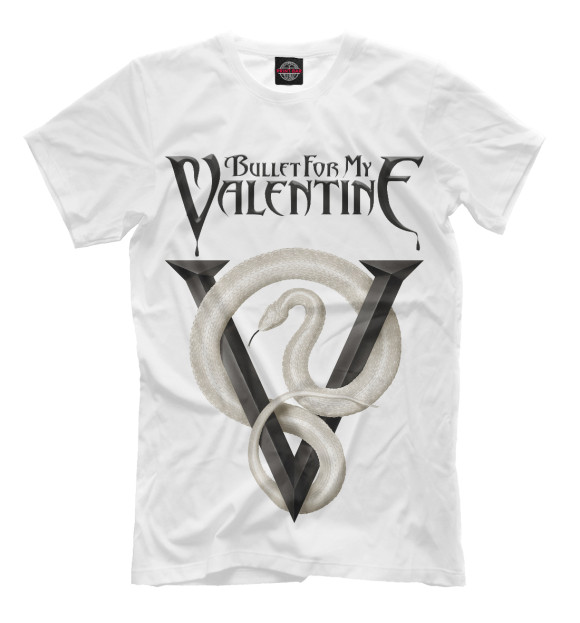 Мужская футболка с притом Bullet for My Valentine цвета Молочно-белый Мужская футболка с изображением Bullet for My Valentine цвета Молочно-белый