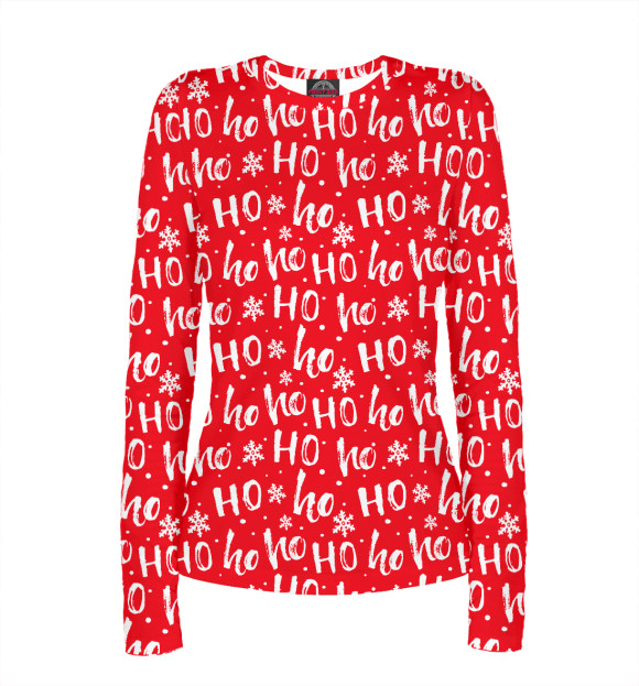 Женский лонгслив с изображением Ho Ho Ho Santa Claus цвета Белый