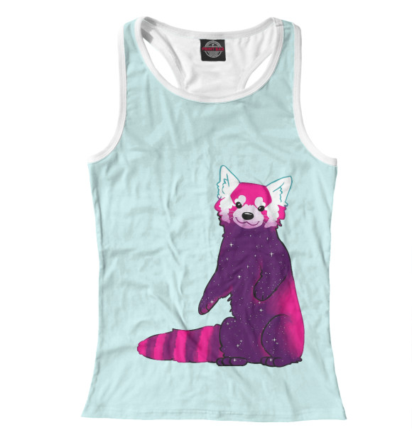 Женская майка-борцовка с изображением Енот-панда цвета Белый