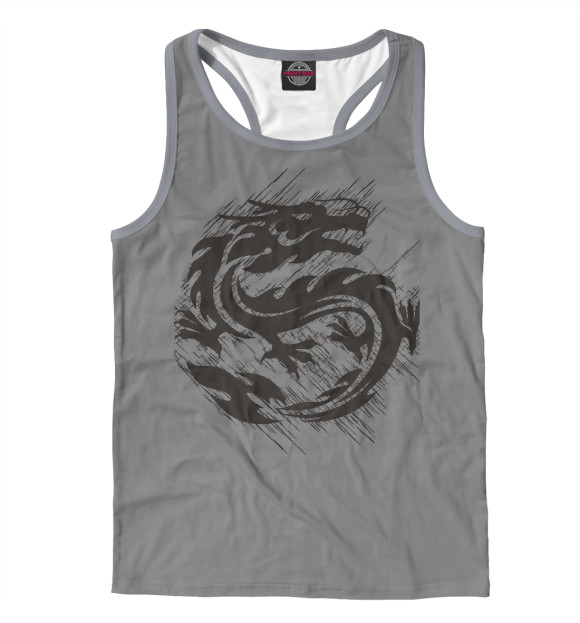 Мужская майка-борцовка с изображением драконы цвета Белый