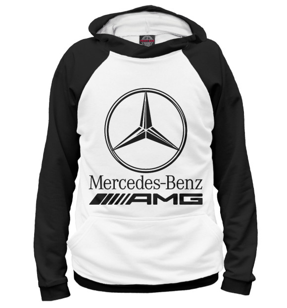 Мужское худи с изображением Mercedes-Benz AMG цвета Белый