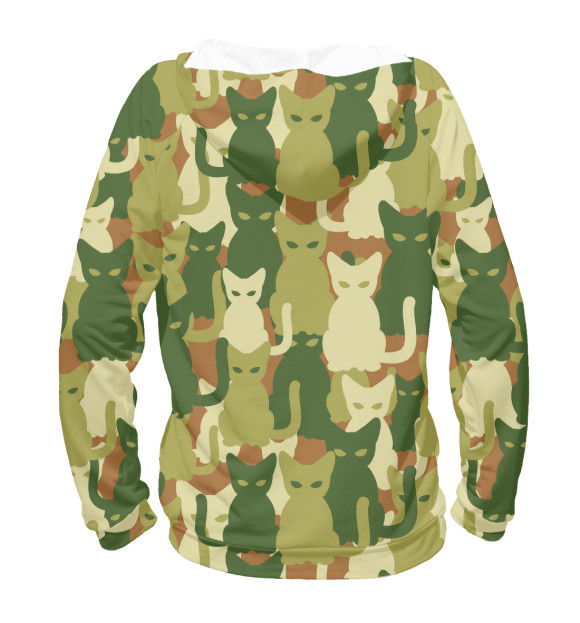 Женское худи с изображением Камуфляж - коты цвета Белый