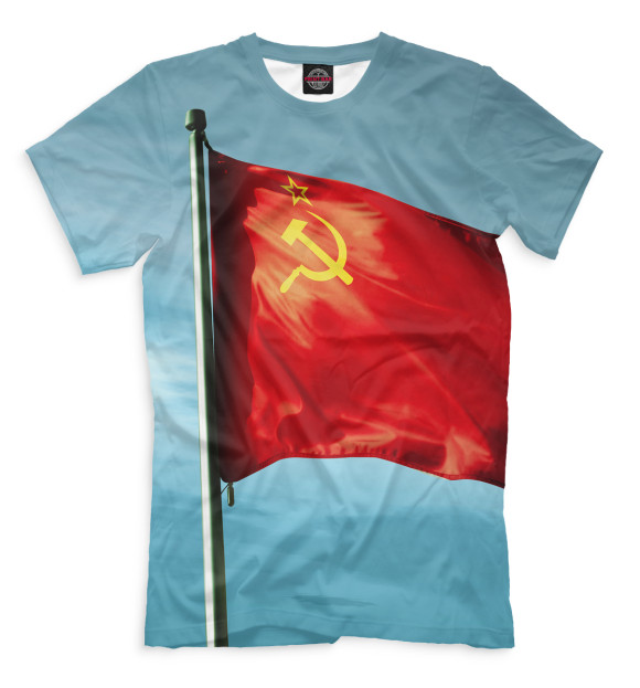 Мужская футболка с изображением Красное знамя цвета Молочно-белый