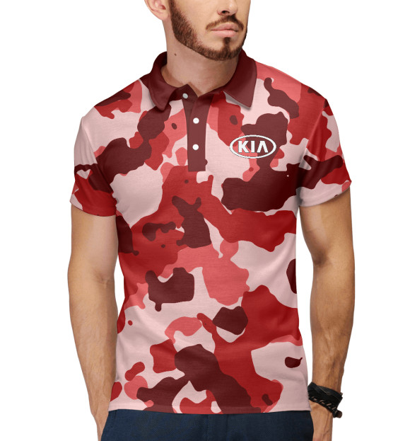 Мужское поло с изображением KIA цвета Белый