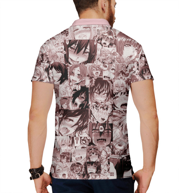 Мужское поло с изображением Ahegao red цвета Белый