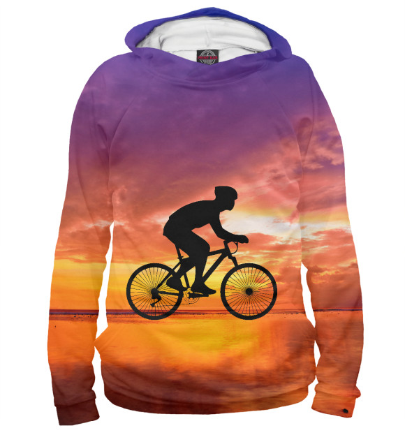 Худи для мальчика с изображением Велосипед на закате цвета Белый