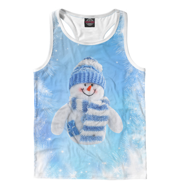 Мужская майка-борцовка с изображением Снеговик цвета Белый