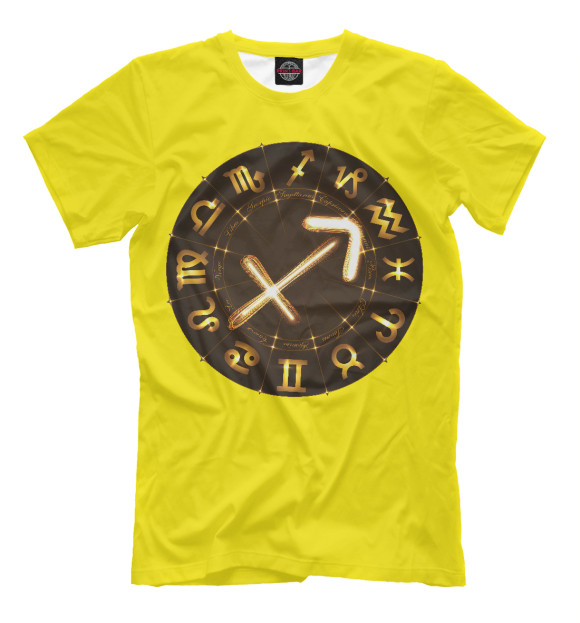 Мужская футболка с изображением Стрелец цвета Желтый