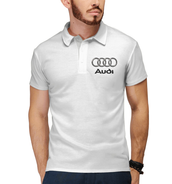 Мужское поло с изображением Audi цвета Белый