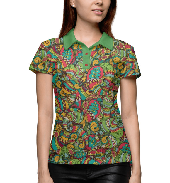 Женское поло с изображением Абстракция цвета Белый