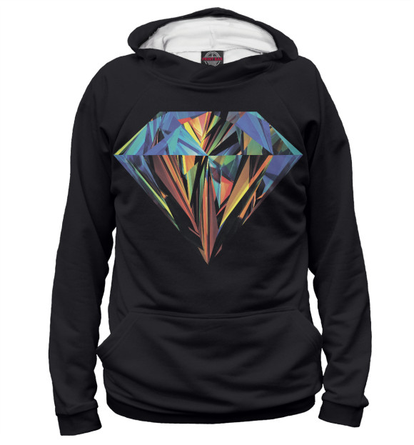 Мужское худи с изображением Алмаз цвета Белый