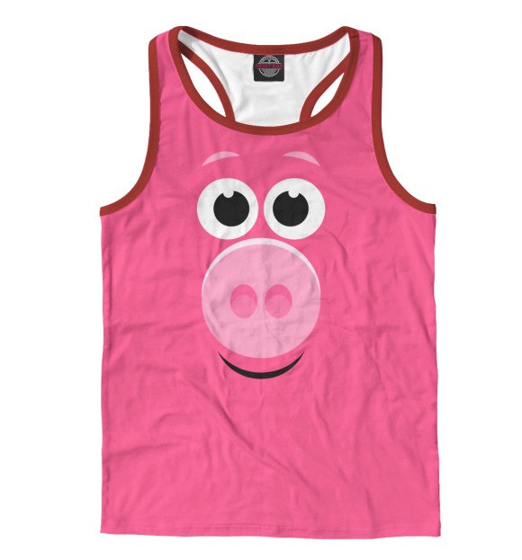 Мужская майка-борцовка с изображением Свинка цвета Белый