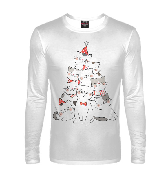 Мужской лонгслив с изображением Новый Год 2020 цвета Белый