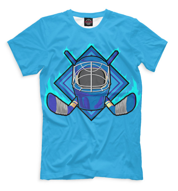 Мужская футболка с изображением Хоккей цвета Грязно-голубой