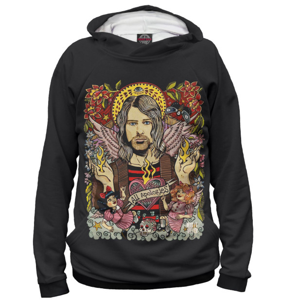 Мужское худи с изображением Kurt Cobain цвета Белый