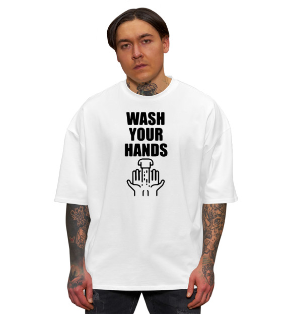 Мужская футболка оверсайз с изображением Коронавирус цвета Белый