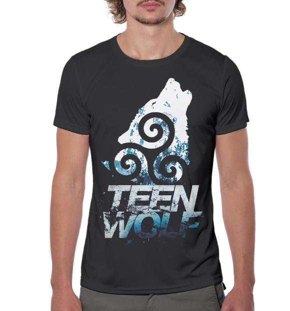 Мужская футболка с изображением Волчонок цвета Белый