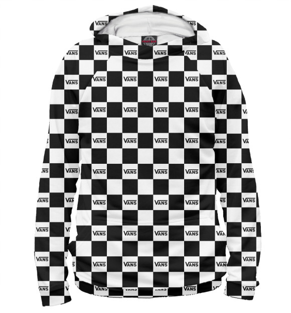 Женское худи с изображением VANS Black and White цвета Белый