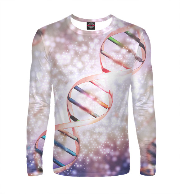 Мужской лонгслив с изображением ДНК цвета Белый