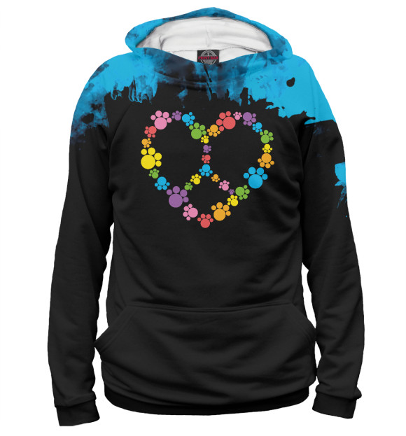 Женское худи с изображением Heart peace sign shirt! цвета Белый