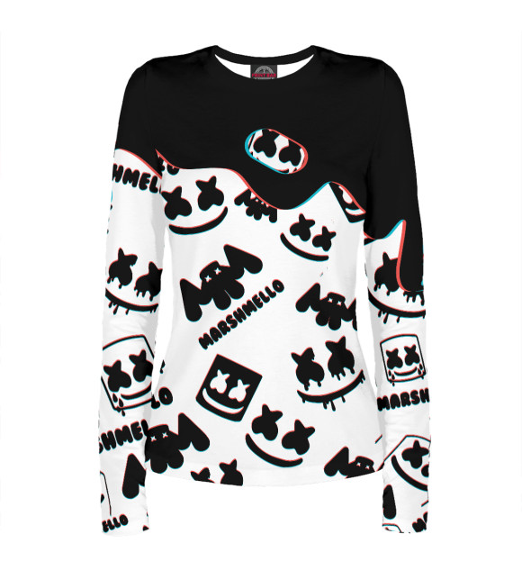 Женский лонгслив с изображением Marshmello цвета Белый