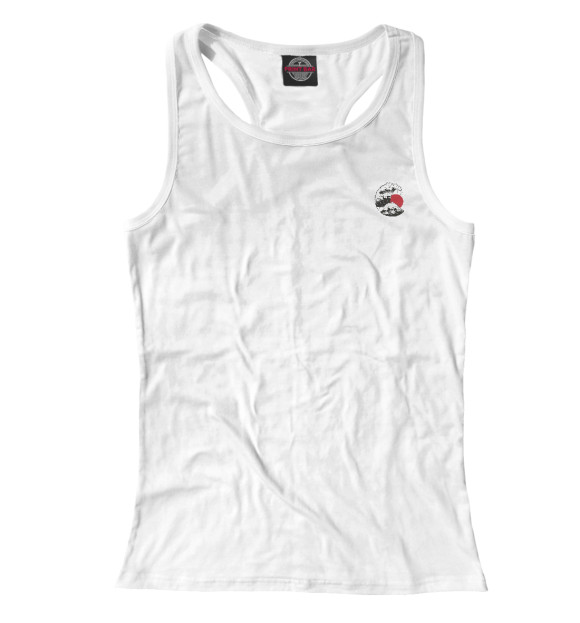 Женская майка-борцовка с изображением Великая японская волна цвета Белый