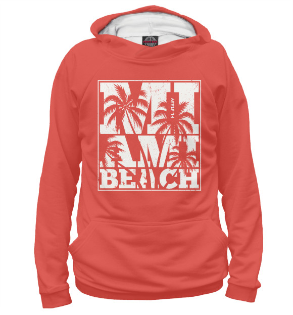 Женское худи с изображением Miami Beach цвета Белый