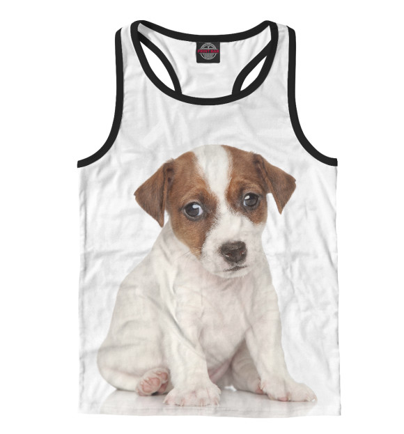 Мужская майка-борцовка с изображением Джек рассел цвета Белый
