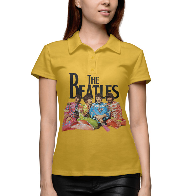 Женское поло с изображением The Beatles цвета Белый