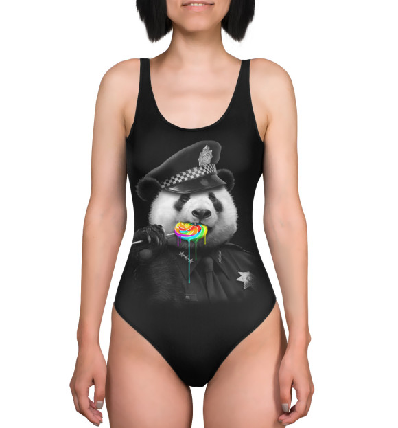 Купальник-боди с изображением Panda Cop цвета 