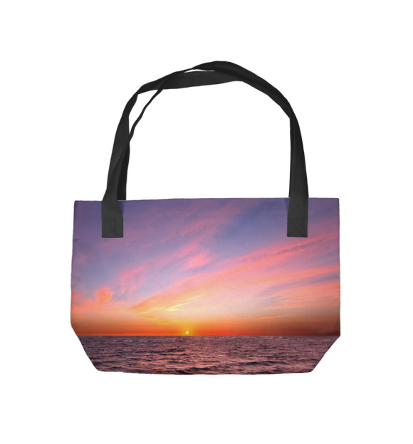 Пляжная сумка с изображением Лиловый морской закат цвета 