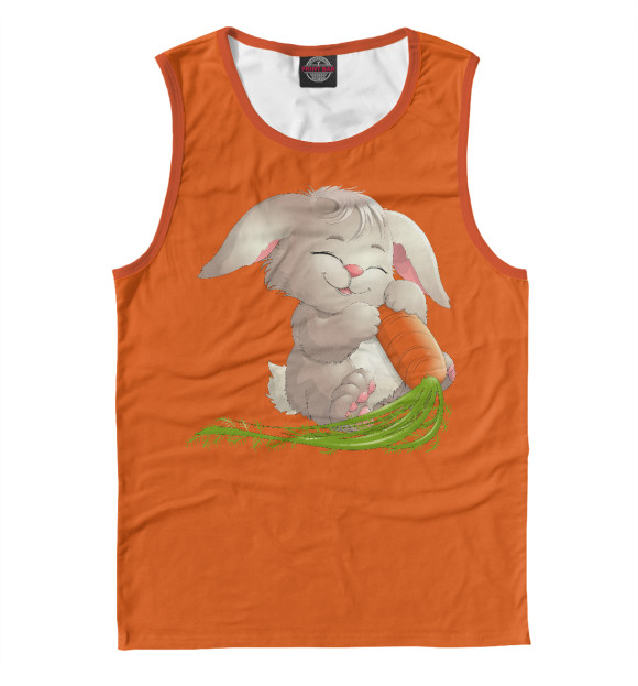 Майка для мальчика с притом Зайчик цвета Белый Майка для мальчика с изображением Зайчик цвета Белый