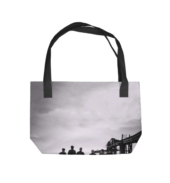 Пляжная сумка с притом BTS цвета  Пляжная сумка с изображением BTS цвета