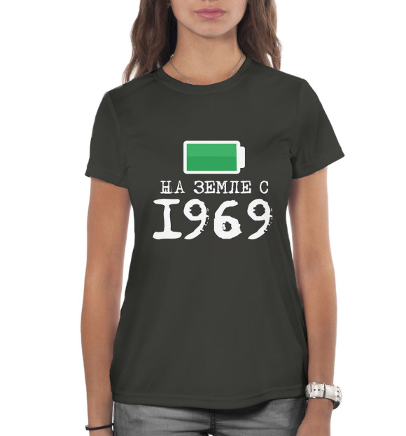 Женская футболка с изображением На Земле с 1969 цвета Белый