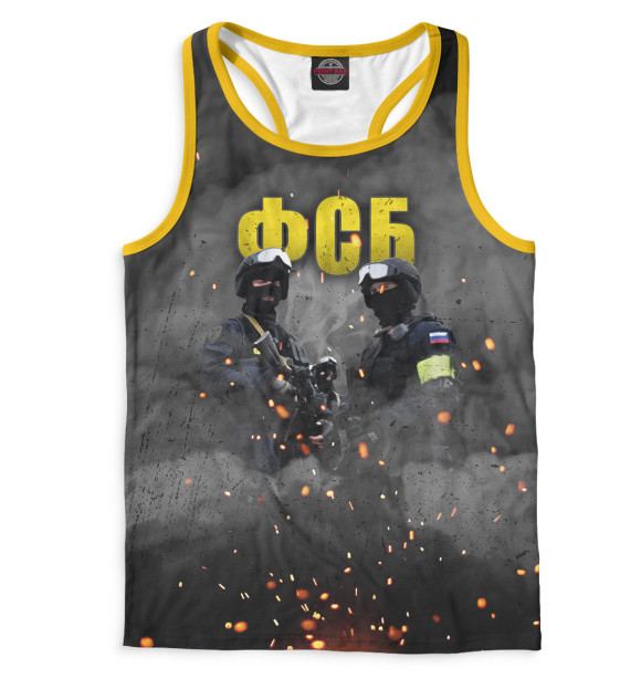 Мужская майка-борцовка с изображением ФСБ цвета Белый