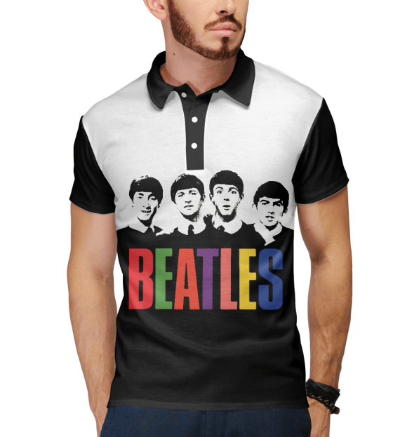 Мужское поло с изображением The Beatles цвета Белый