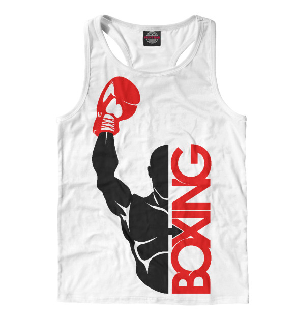 Мужская майка-борцовка с изображением Бокс цвета Белый