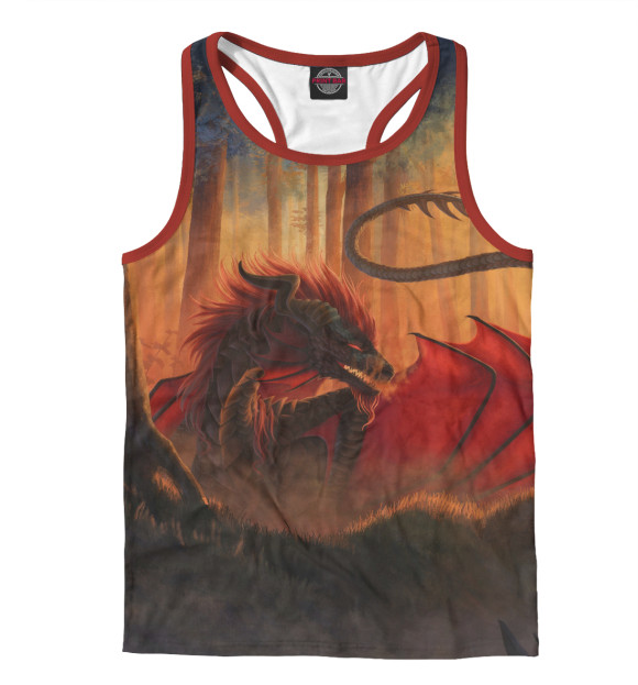 Мужская майка-борцовка с изображением Дракон цвета Белый