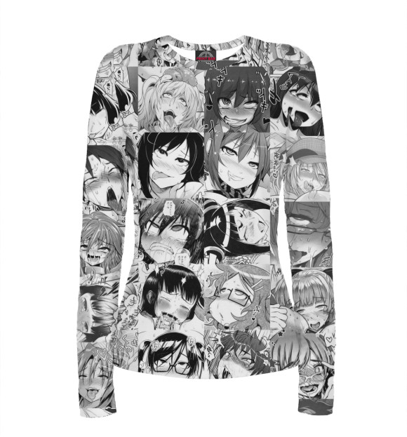 Женский лонгслив с изображением Ahegao цвета Белый