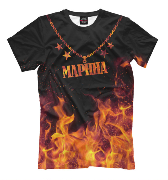 Футболка для мальчиков с изображением Марина цвета Черный