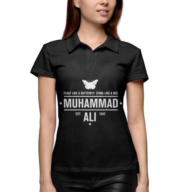 Женское поло с изображением Мухаммед Али цвета Белый