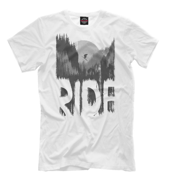 Мужская футболка с изображением Ride ski цвета Белый