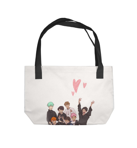 Пляжная сумка с изображением BTS цвета 