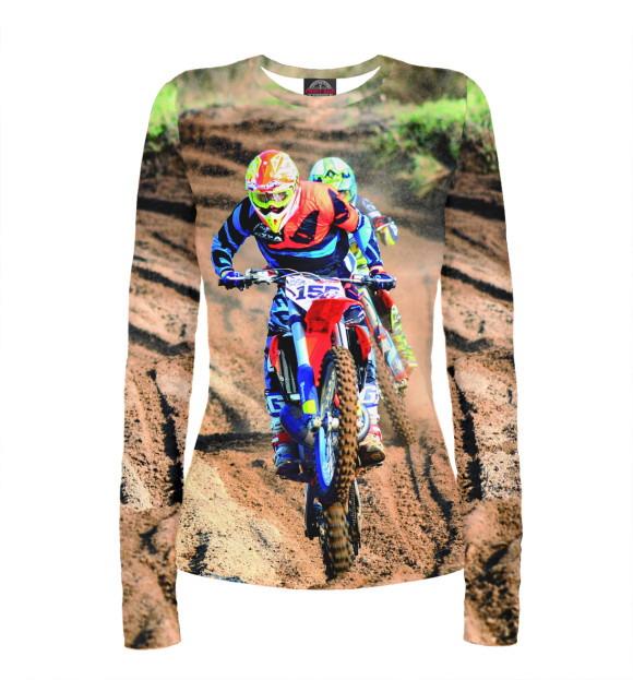 Женский лонгслив с изображением Finish цвета Белый