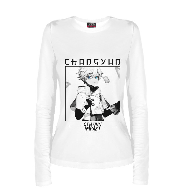 Женский лонгслив с изображением Чун Юнь. Genshin Impact цвета Белый