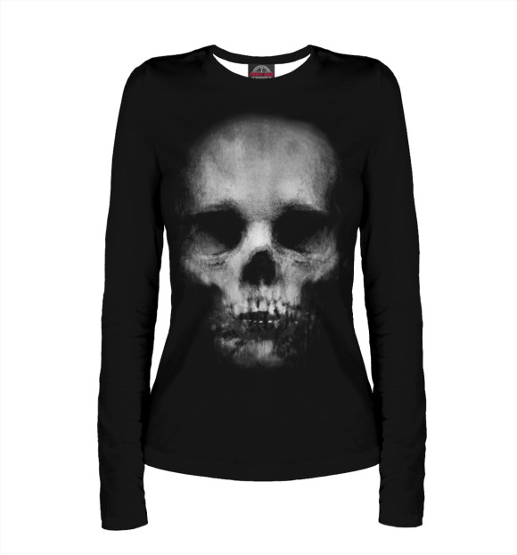 Женский лонгслив с изображением Skull цвета Белый
