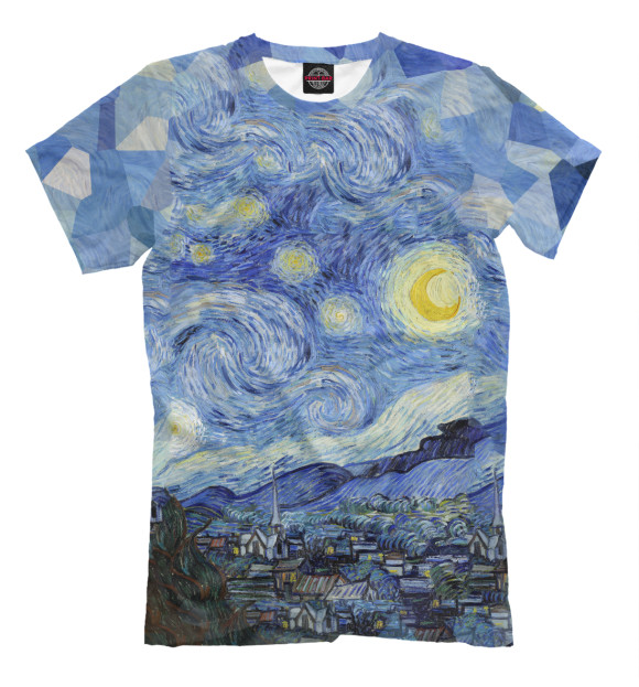 Мужская футболка с изображением Звездная ночь цвета Серый