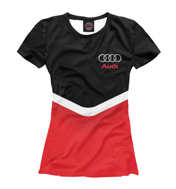 Женская футболка с изображением Audi Black & Red цвета Белый
