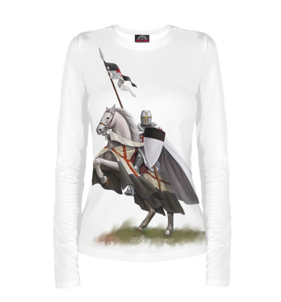 Женский лонгслив с изображением Рыцарь на коне цвета Белый